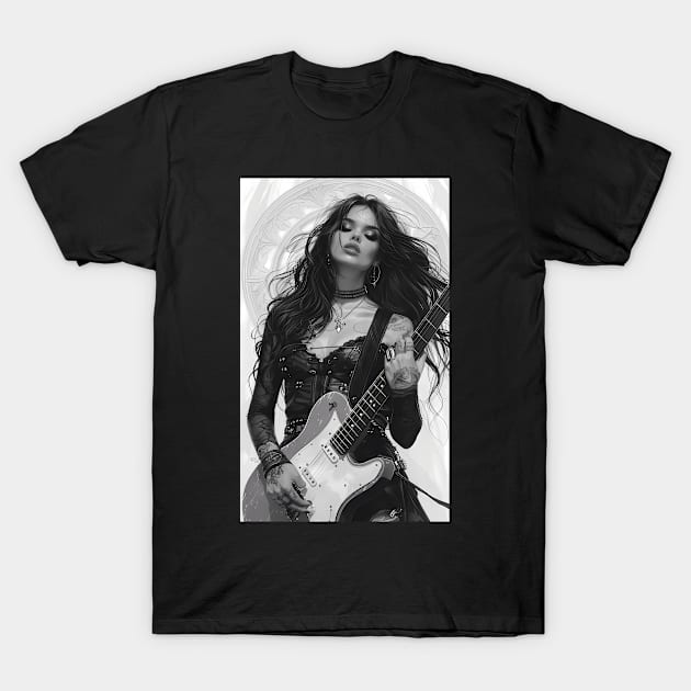 Rhapsody In Black A Portrait Of Melancholic Music T-Shirt by keng-dela